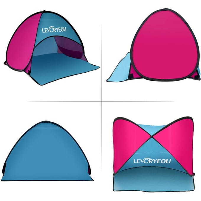 Meerkleurige mini-strandzonneschermluifel Instant buitenstrandtent met draagtas blauw