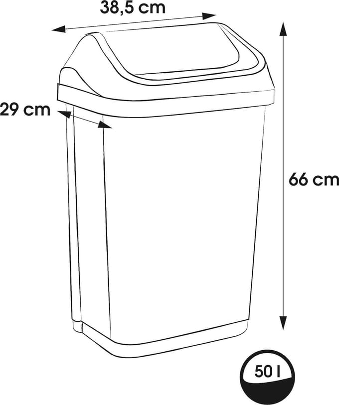 Vuilnisbak met Swing-Deksel 50L - Grafietgrijs