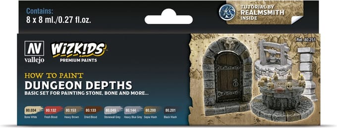 Coffret de peinture haut de gamme Vallejo Wizkids (Profondeurs du donjon)