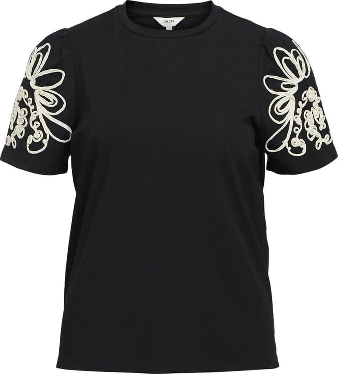 Object Objcaroline Joana Ss Top E Div Tops & T-shirts Dames - Shirt - Zwart - Maat S