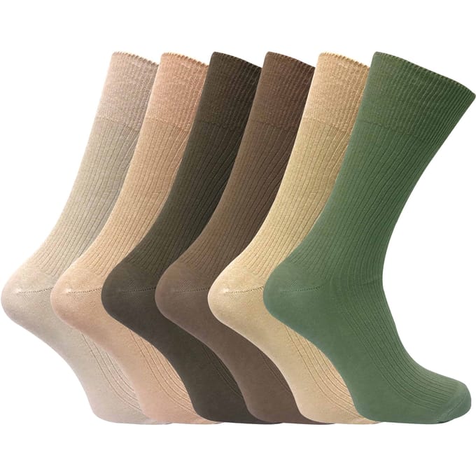 Set van 6 sokken zonder elastiek herensokken van 100% katoen - Beige