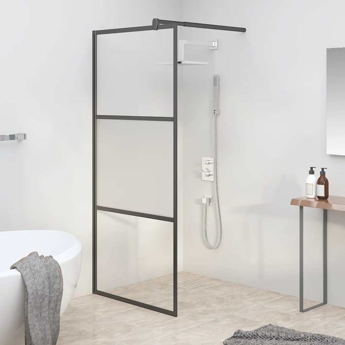 vidaXL - Douche - schermen - Zwart - 90 - x - 195 - cm - Glas - en - Aluminium