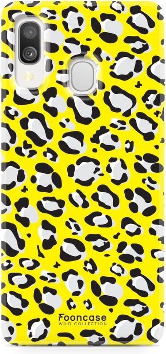 Fooncase Hoesje Geschikt voor Samsung Galaxy A40 - Shockproof Case - Back Cover / Soft Case - Luipaard / Leopard print / Geel