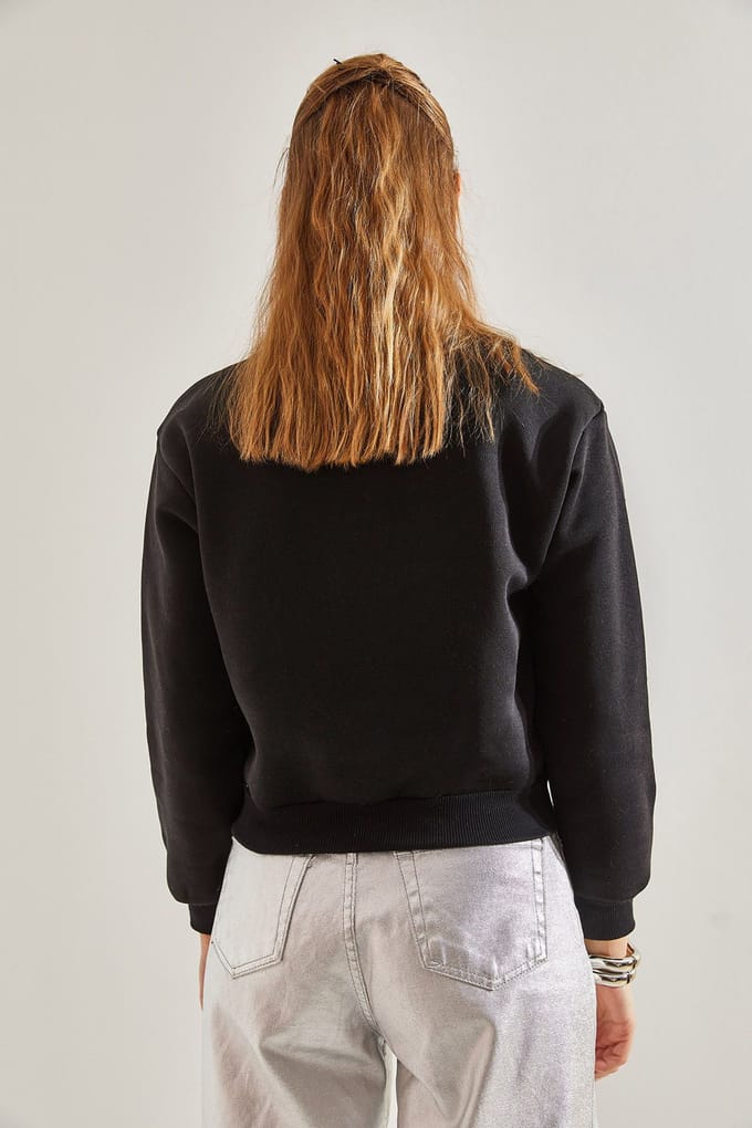 Crewneck Crop Sweatshirt met Motto Print