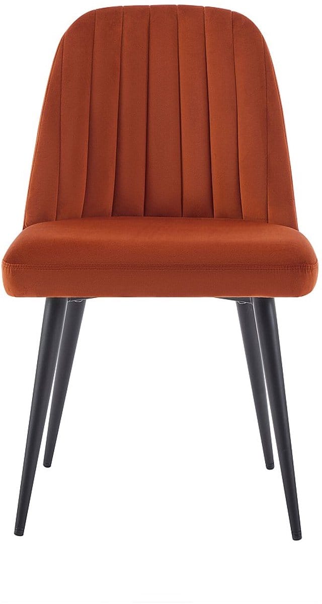 Vente-unique Set van 2 stoelen van fluweel en zwart metaal - Terracotta - ELEANA