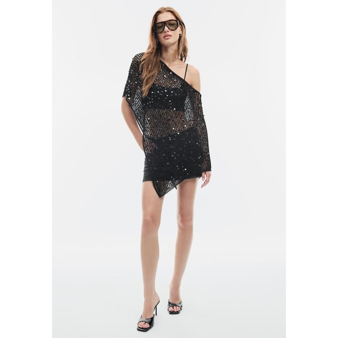 Stradivarius Gebreide cape met lovertjes  Zwart OS
