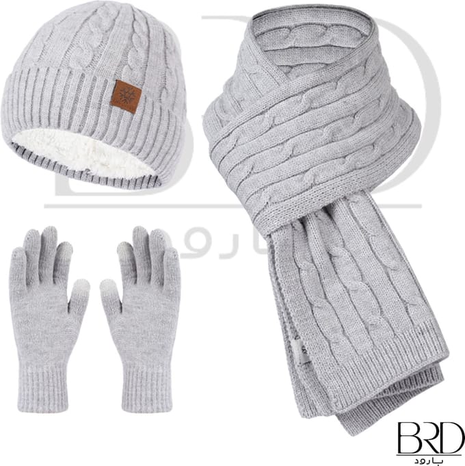 BRD® Winterset Lichtgrijs - Muts Sjaal Touchscreen Handschoenen - Unisex