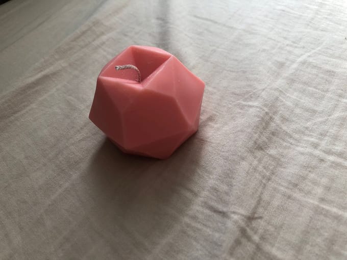 Crystal Kaars - Diamanten kaarsvorm -roze- vegan - handgemaakt -Soja