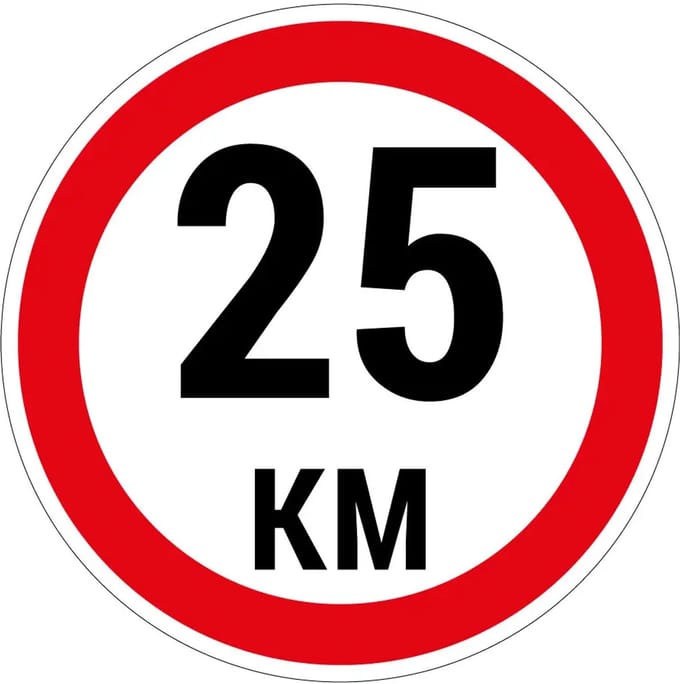 25 km bord | gecoat dibond materiaal | 20 cm