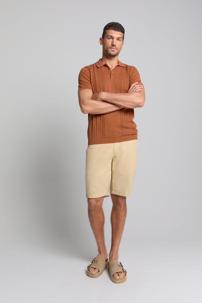 No Excess Pullover Short Sleeve Polo Solid Placed Jacquard Caramel Größe: XL | Poloshirts Outlet | Herren | Braun