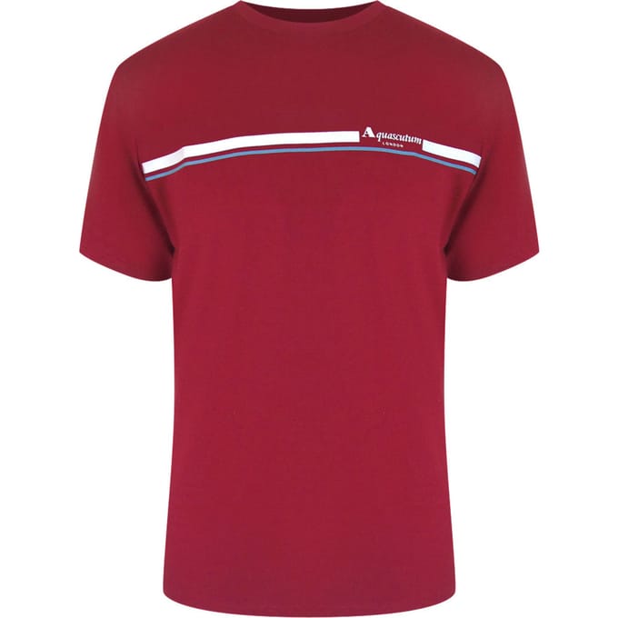 Aquascutum Active Katoenen Gestreept Bordeauxrood T-shirt