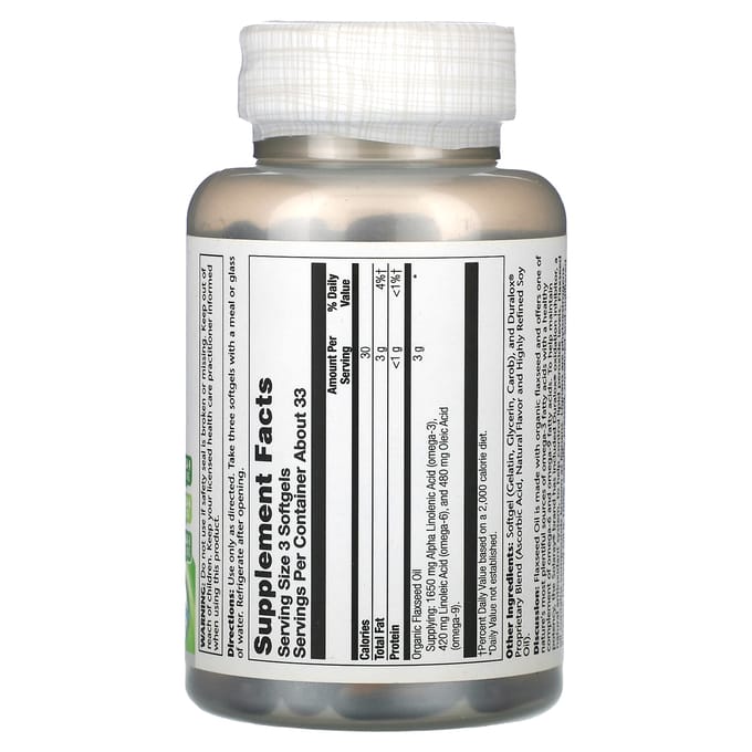 Lijnzaadolie, 100 Zachte Capsules (333 mg per zachte capsule)