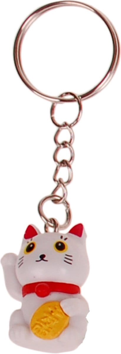 Sleutelhanger - Hangertje 3D Maneki Neko / Gelukskat Hars 3x1,5cm
