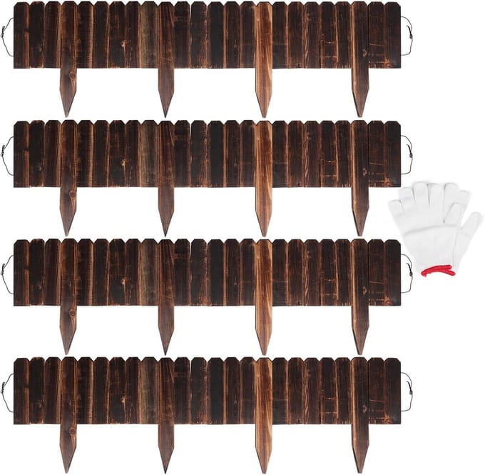Set van 4 Houten Tuinafscheiding, Flexibel en Decoratief voor Bloembedden en Bomen