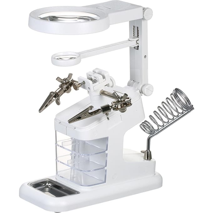 Loupe de soudage multifonctionnelle 3X/4.5X/25X, loupe de bureau à lumière LED, Port USB, support de soudage blanc