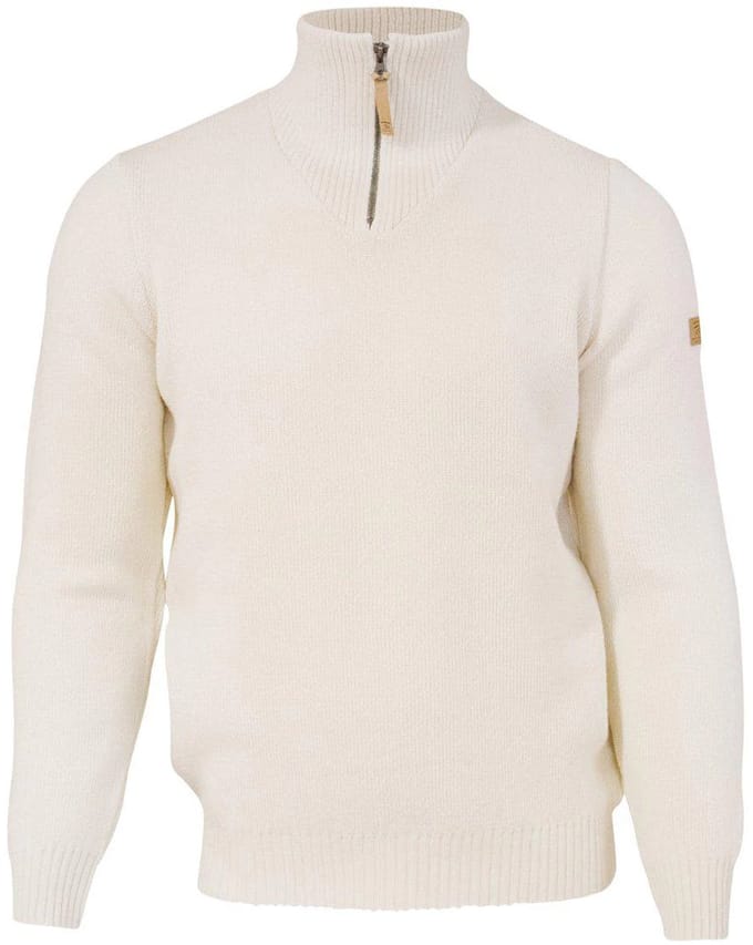 Ivanhoe trui NLS Elm Natural white half zip - 100% zuivere ongeverfde wol - XL