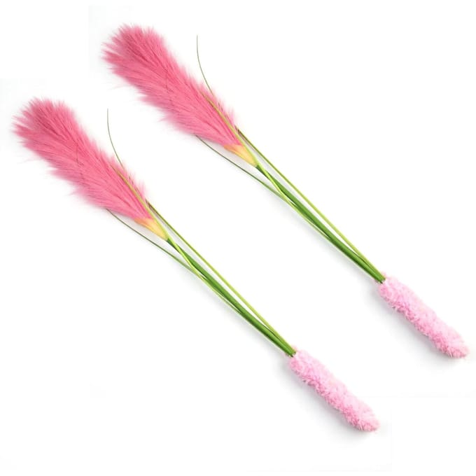 2PCS Jouet Cannes à Pêche pour Chat Queue de Chien Réaliste Herbe Jouet Interactif pour Chatons Chats Exercice Enrichment Rose rose