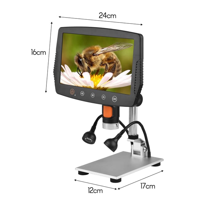 50-1000X 1080P USB-digitale microscoop met hoge resolutie en afstandsbediening met 9 inch groot helder scherm zwart