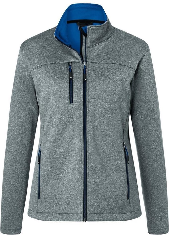 James and Nicholson Dames/dames Fleece Lined Softshell Jacket (Donkergrijs Melange/Royaal Blauw)