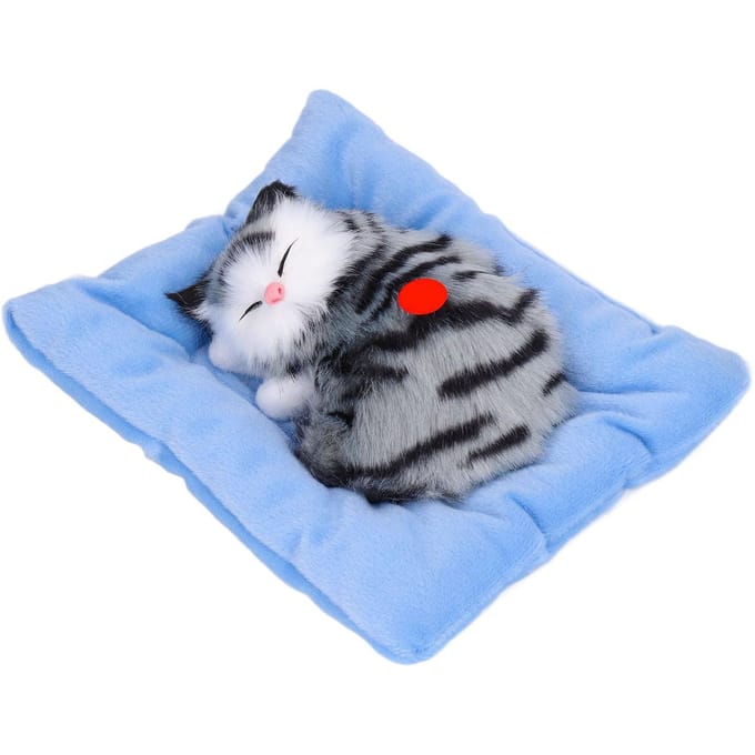 Nep Katten Slapende Kitten Pop Speelgoed Simulatie Slapende Kat Op Kussen Interactief Huisdierspeelgoed met Geluid gray