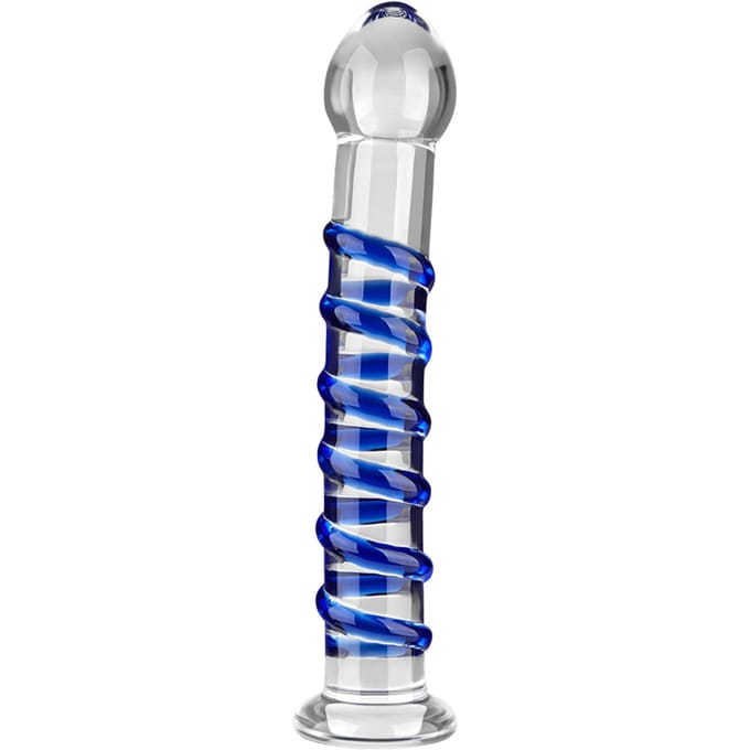 Glazen dildo met spiraalstructuur, 19 cm