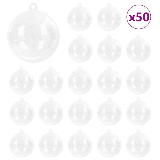 vidaXL Kerstbal Set 50 st Transparant Ø 5 cm Kunststof