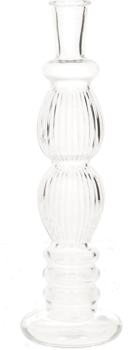 Ideas 4 Seasons Bloemenvaas Florence - transparant glas - ribbel - D9 x H28 cm
