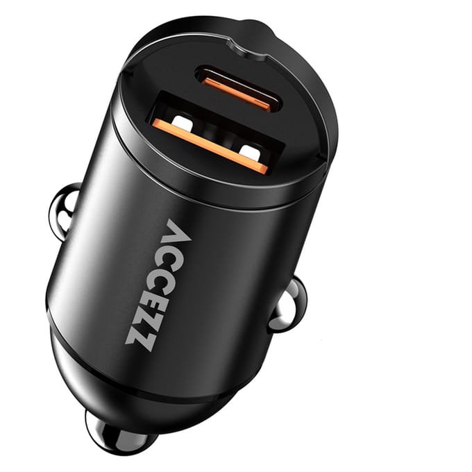 Accezz Autolader USB C & USB A - Snellader 65W - Compacte Auto Oplader - USB lader - Zwart