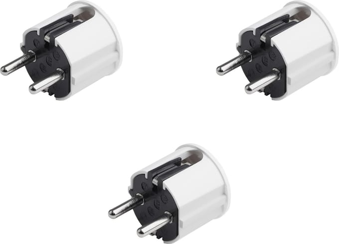 Set van 3 Geaarde Veiligheidsstekkers Wit - 16A 250V - Kunststof voor Binnen