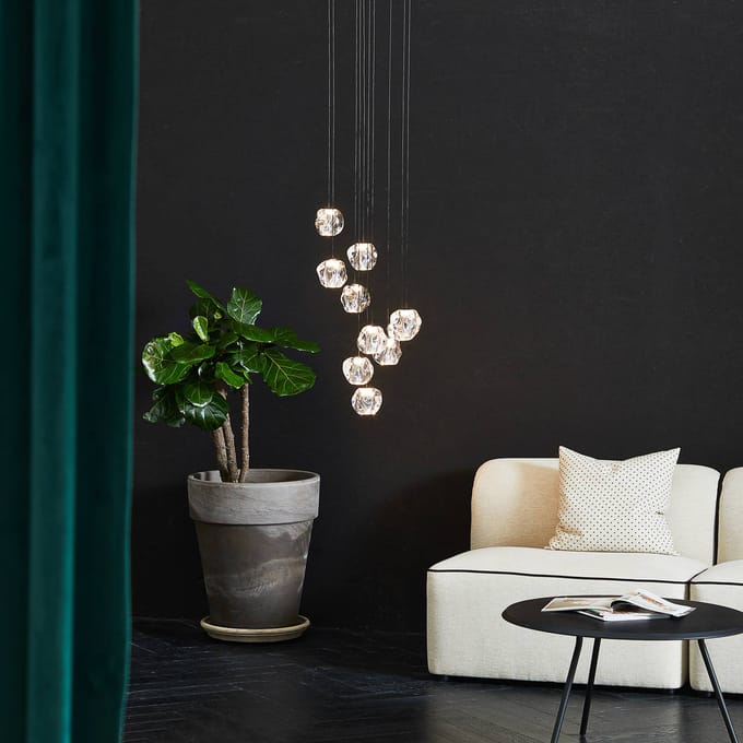 LOOM DESIGN Hanglamp Ice Ball, chroom/helder 10-lamps