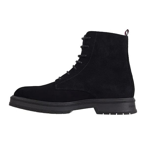 Tommy Hilfiger - Heren Veterschoenen Veterboot Suede - Zwart - Maat 44
