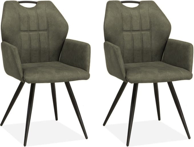Eetkamerstoel Puck - Mosgroen (set van 2 stoelen)