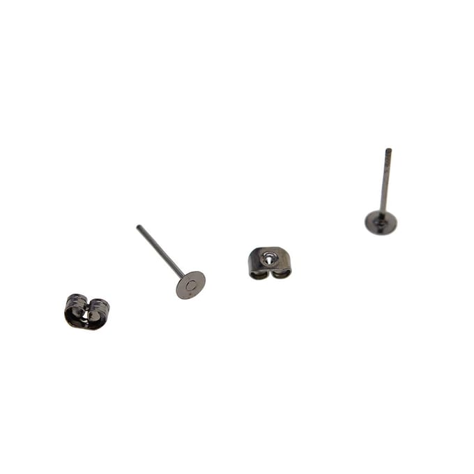 Poteaux et dos de boucles d'oreilles en fer de 4mm, 400 pièces, pour résultats de bricolage, bijoux as described black