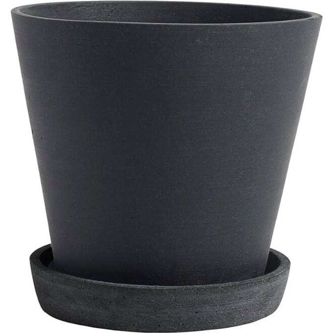 HAY - Bloempot met schotel - L - zwart