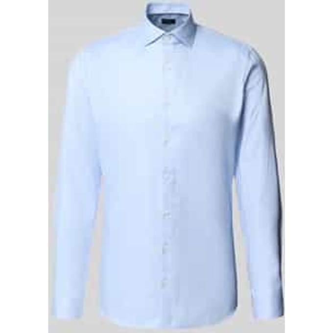 OLYMP No. 6 Six super slim fit overhemd - structuur - lichtblauw