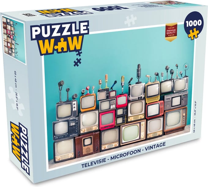 Puzzel Televisie - Microfoon - Vintage - Legpuzzel - Puzzel 1000 stukjes volwassenen