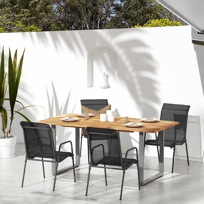 vidaXL - Tuinstoelen - 4 - st - staal - en - textileen - zwart