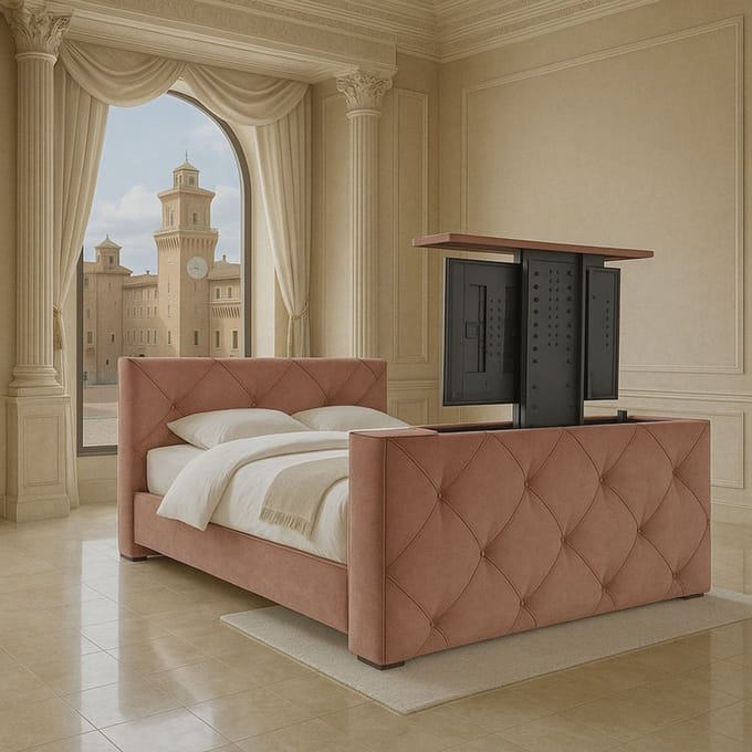 Boxspring Ferrera met voetbord TV-lift 120x200 cm Cognac