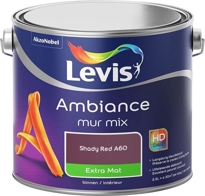 Levis - Ambiance Mur Extra Mat Mix - Shady Red A60 - Mengverf - 2,5 L