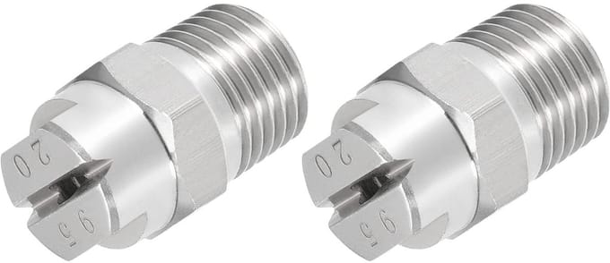 Dailygoods - Platte Ventilator Sproeikop 1/4BSPT 2,8 mm 2 stuks Roestvrij Staal