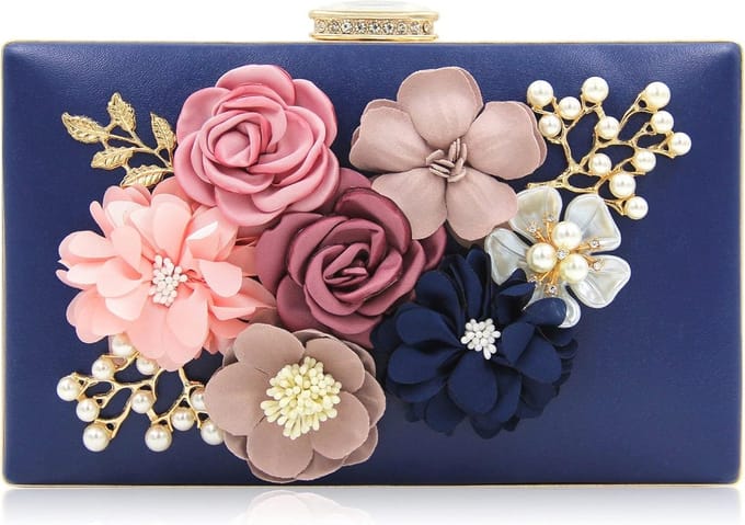SolidKeus - Elegante Clutch Bag met Bloemen voor Avond
