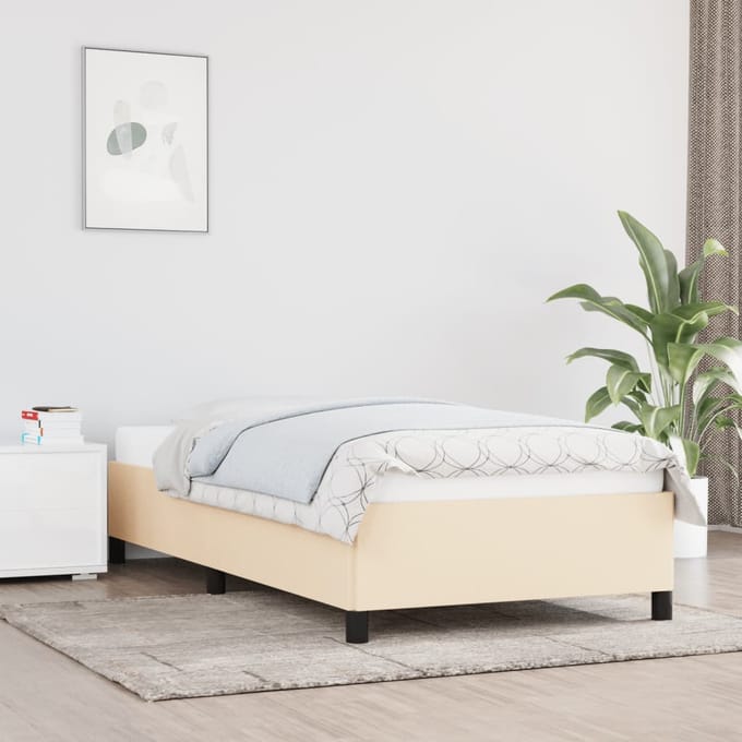 vidaXL - Bedframe - zonder - matras - 100x200 - cm - stof - crèmekleurig