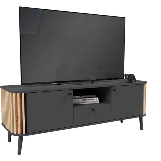Furnilux Pure tv-meubel 2 deuren, 1 lade, 1 plank grijs, eik decor