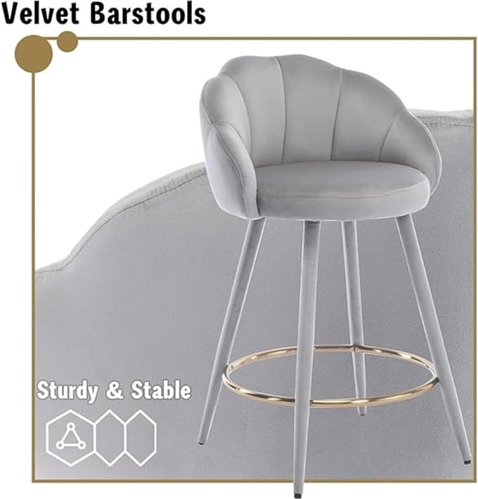 Set van 2 Design Barkrukken met Rugleuning - – 45×44,5×88 cm – Luxe - Medahomestore