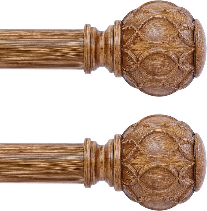 Verstelbare Houten Gordijnroedes Set van 2 - Uitschuifbaar van 168 tot 305 cm - Zware Kwaliteit Rustieke Decoratie