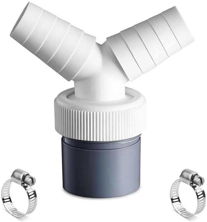 Y-Adapter Afvoer voor Vaatwasser en Wasmachine - 40mm met 2 Slangklemmen