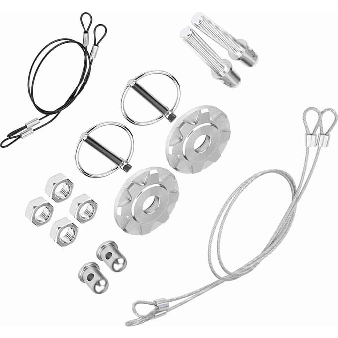 Kit d'apparence de verrouillage de capot à goupille en alliage d'aluminium CNC pour course automobile Universel Silver argenté
