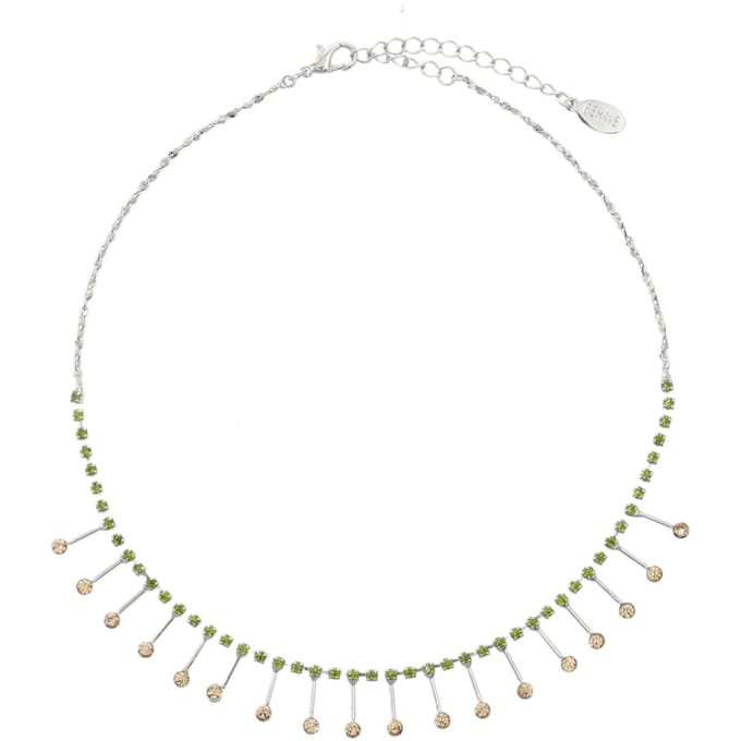 Behave - Zilverkleur ketting met groene accenten - Natuurtrend sieraden