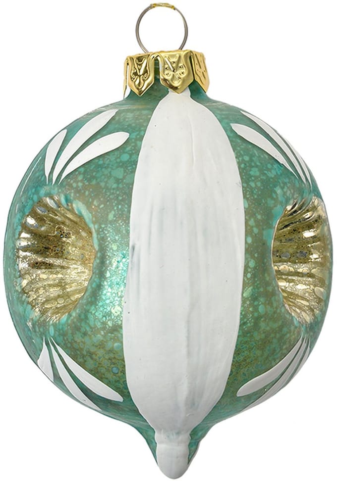 Clayre & Eef Kerstbal Overig Ø 5x7 cm Blauw Wit Glas Kerstballen