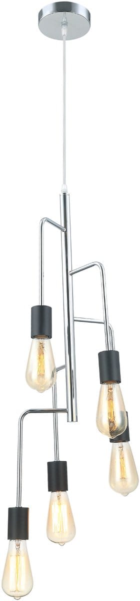 Chericoni Retro Hanglamp - 5 lichts - Chroom - Zwart